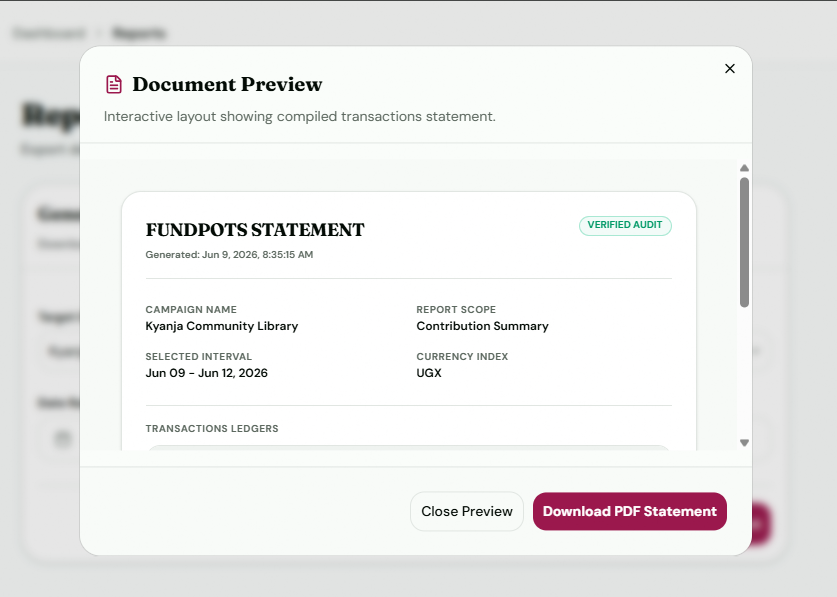 Reports & Analytics Screen Preview